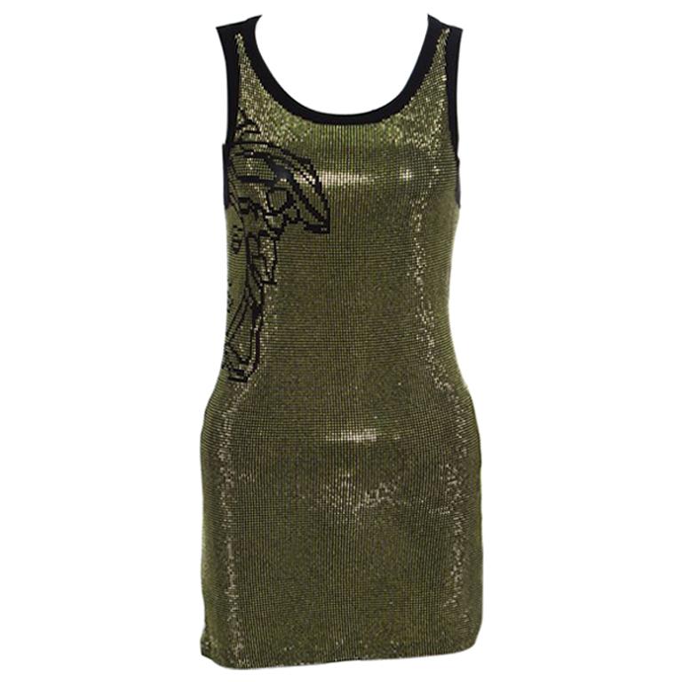 Versace Collection Black Medusa Icon Embellished Tank Top S