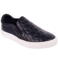 Used Versace Collection Black Men's Star Engraved Slip On Sneakers