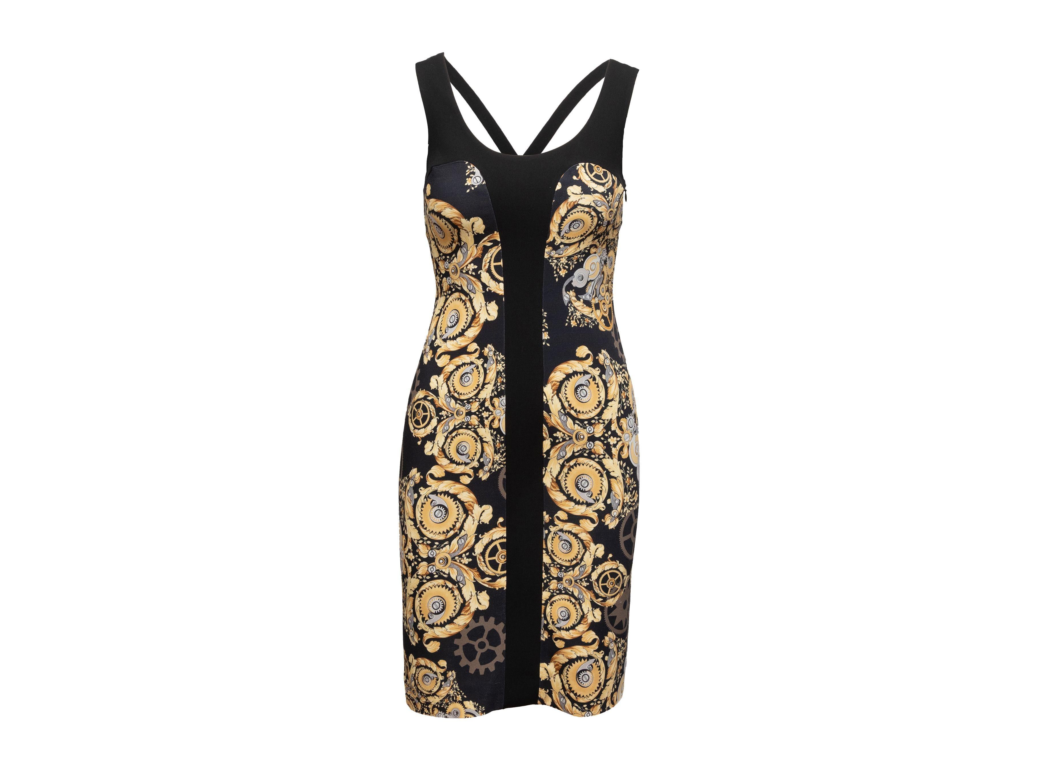 Versace Collection Black & Multicolor Printed Sleeveless Dress In Good Condition In New York, NY