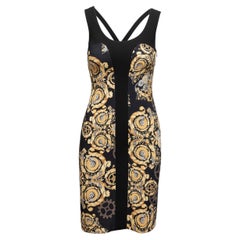 Versace Collection Black & Multicolor Printed Sleeveless Dress