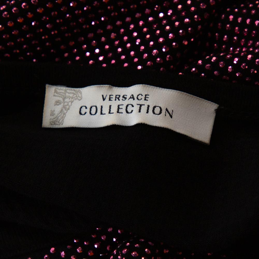 Versace Collection Black & Pink Knit Medusa Studded Sleeveless Dress M 1