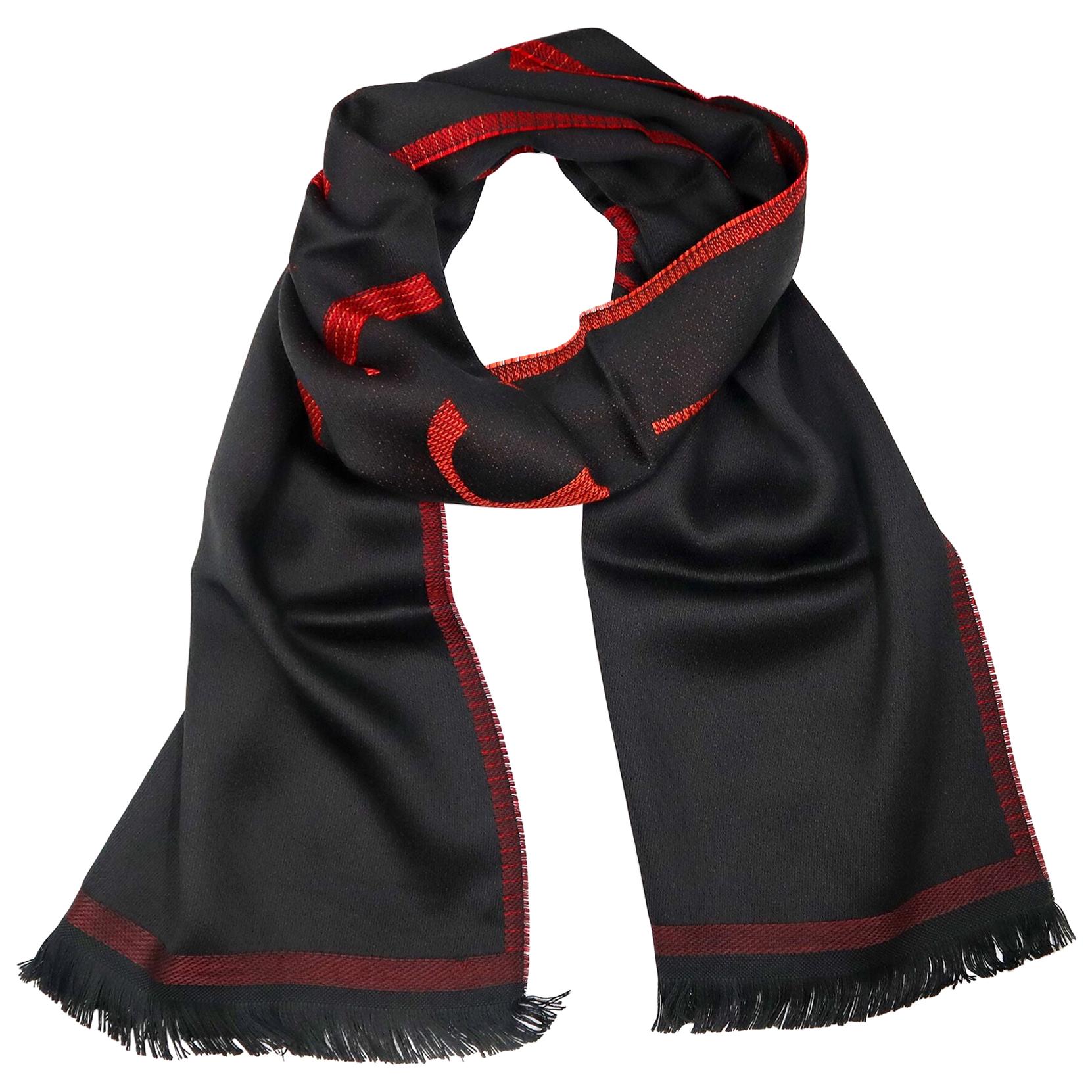 Details about   Versace 100% Wool Black/Red Scarf 36x180  Style #SC44LAA8758 0002 NEW 