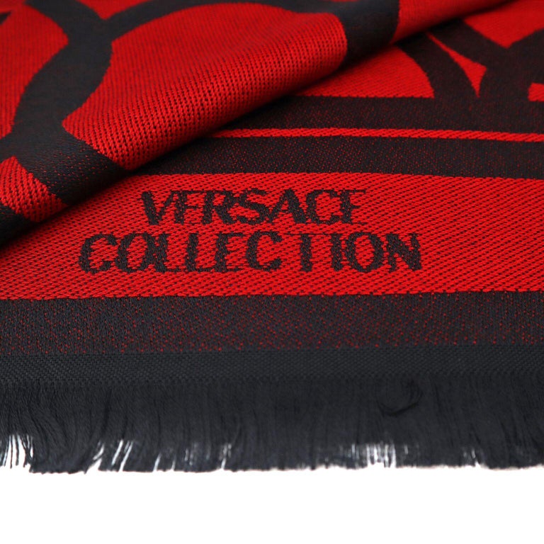 Versace Collection Black and Red Mens Scarf ISC40R1WIT02855I4081 at 1stDibs