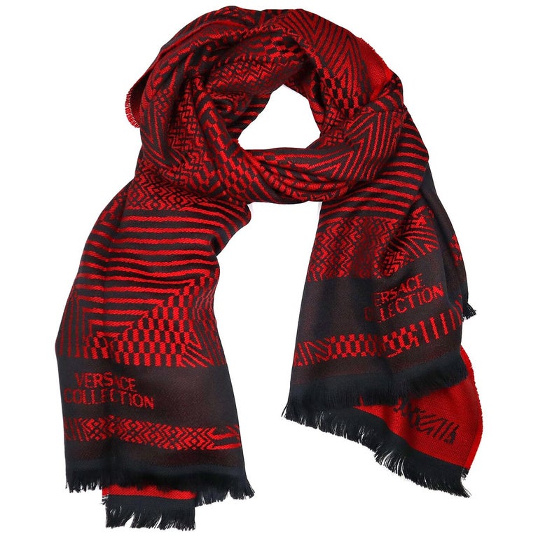 Versace Collection Black and Red Mens Scarf IST7R02IT02853I4081 For Sale at  1stDibs