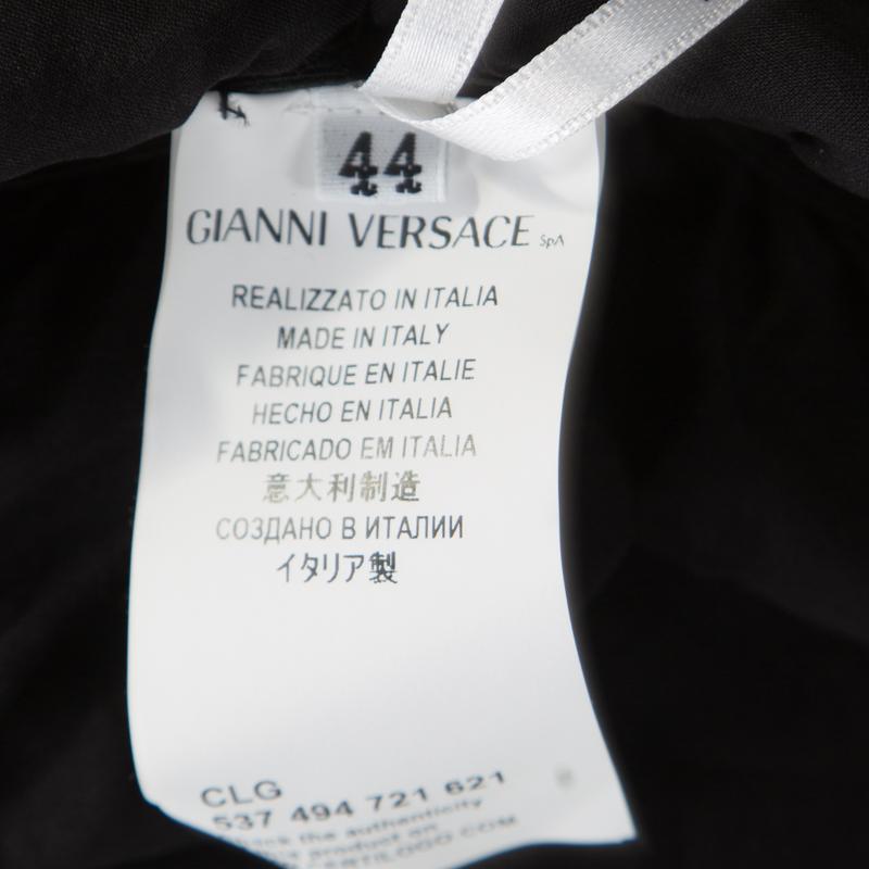 Versace Collection Black Shell Printed Silk Tasseled Edge Beach Kimono M 2