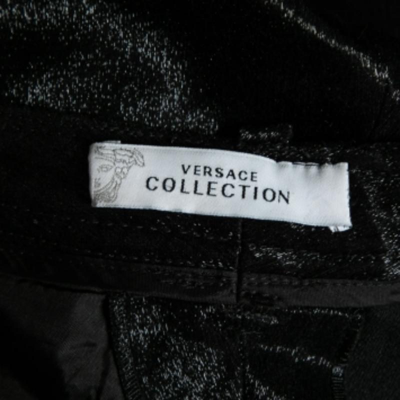 Versace Collection Schwarze Hose aus strukturierter Wolle S im Angebot 1
