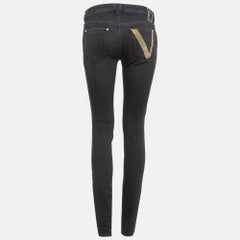 Versace Collection Black V Studded Denim Slim Jeans S Waist 26"