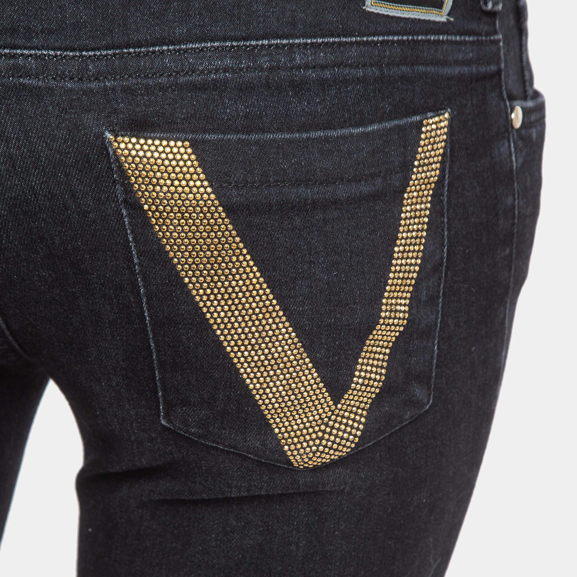 Versace Collection Noir V Studded Denim Slim Jeans S Taille 26