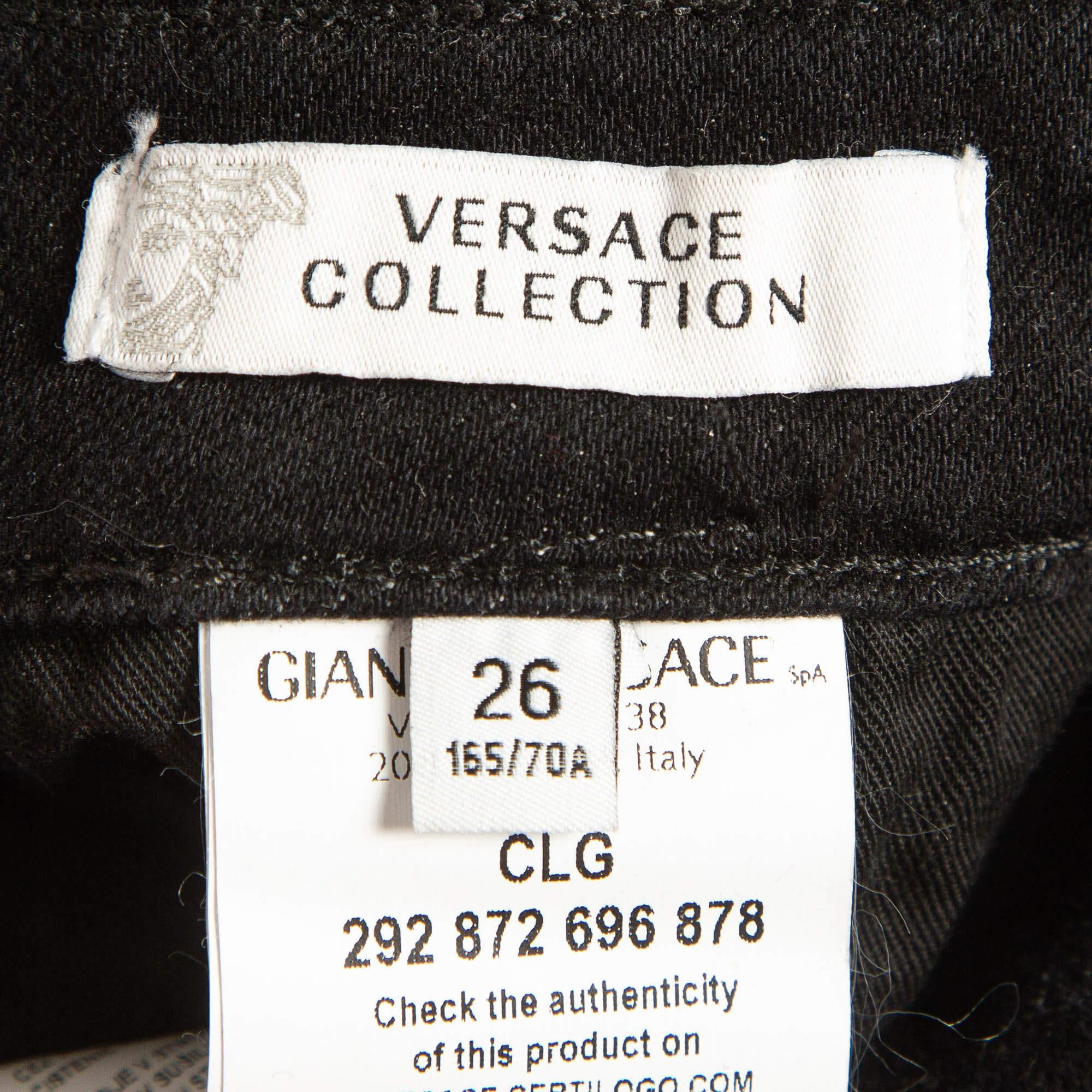 Versace Collection Noir V Studded Denim Slim Jeans S Taille 26