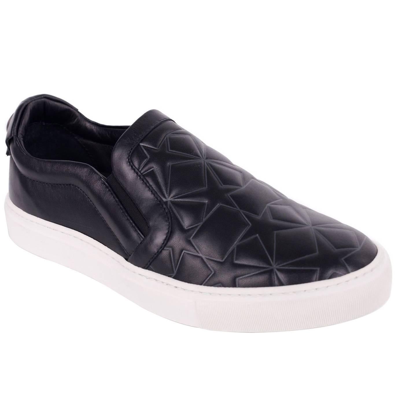Versace Collection Black Women's Star Engraved Slip On Sneakers For Sale