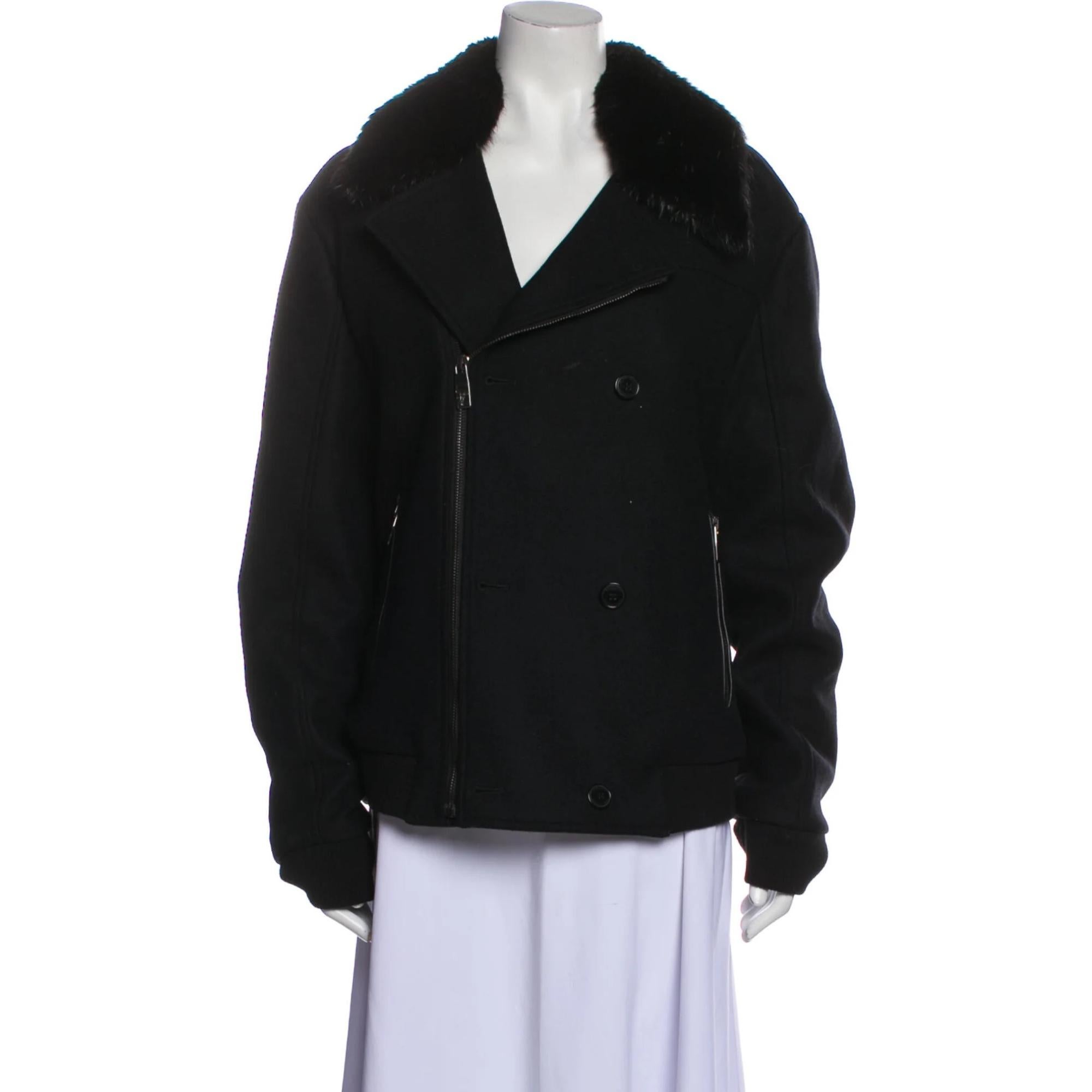 Men's Versace Collection Black Wool Coat (US16, IT52) For Sale