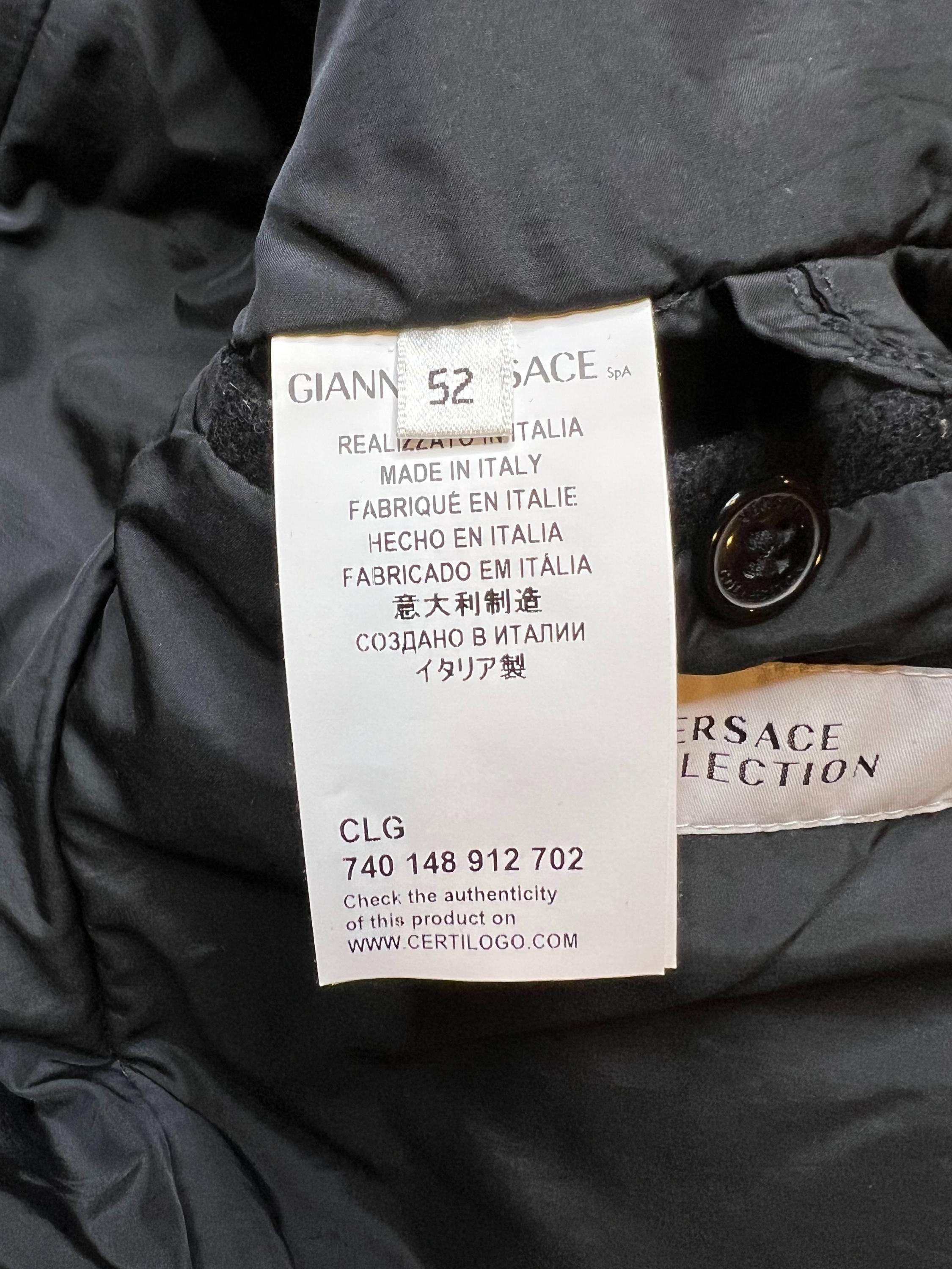 Versace Collection Black Wool Coat (US16, IT52) For Sale 4