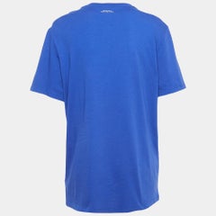 Versace Collection Blue Printed Cotton T-Shirt L