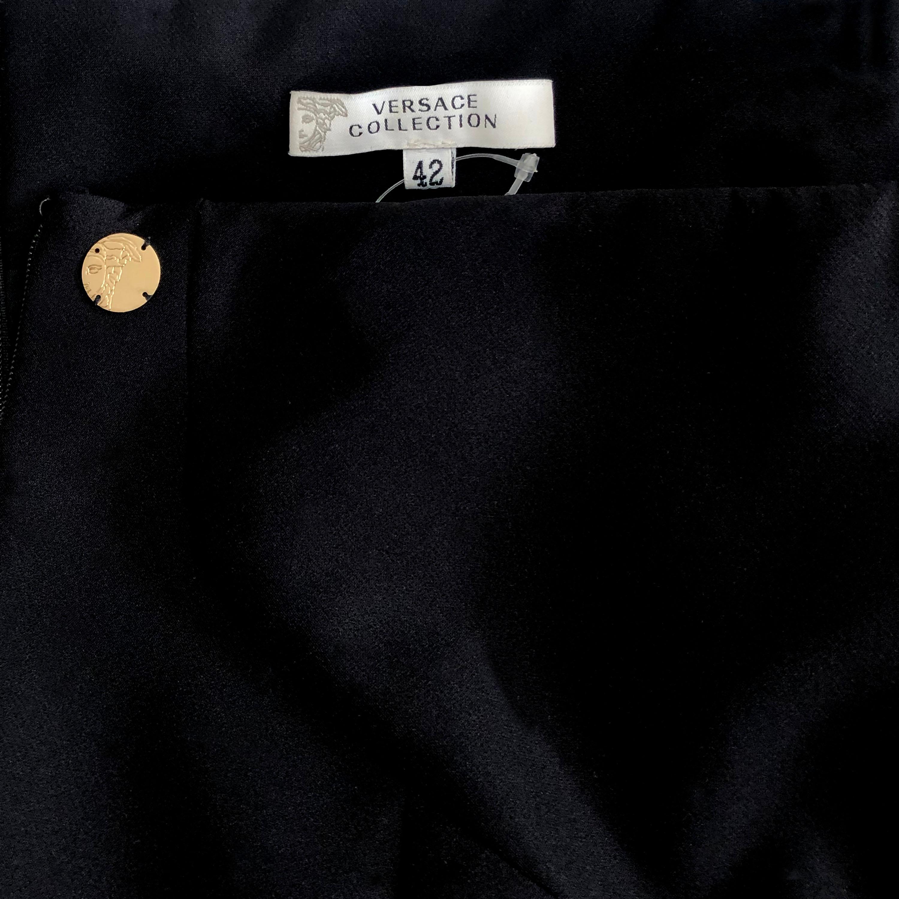 Versace Collection Skirt - Brass Stud Detailing - Black Stretch Viscose 1