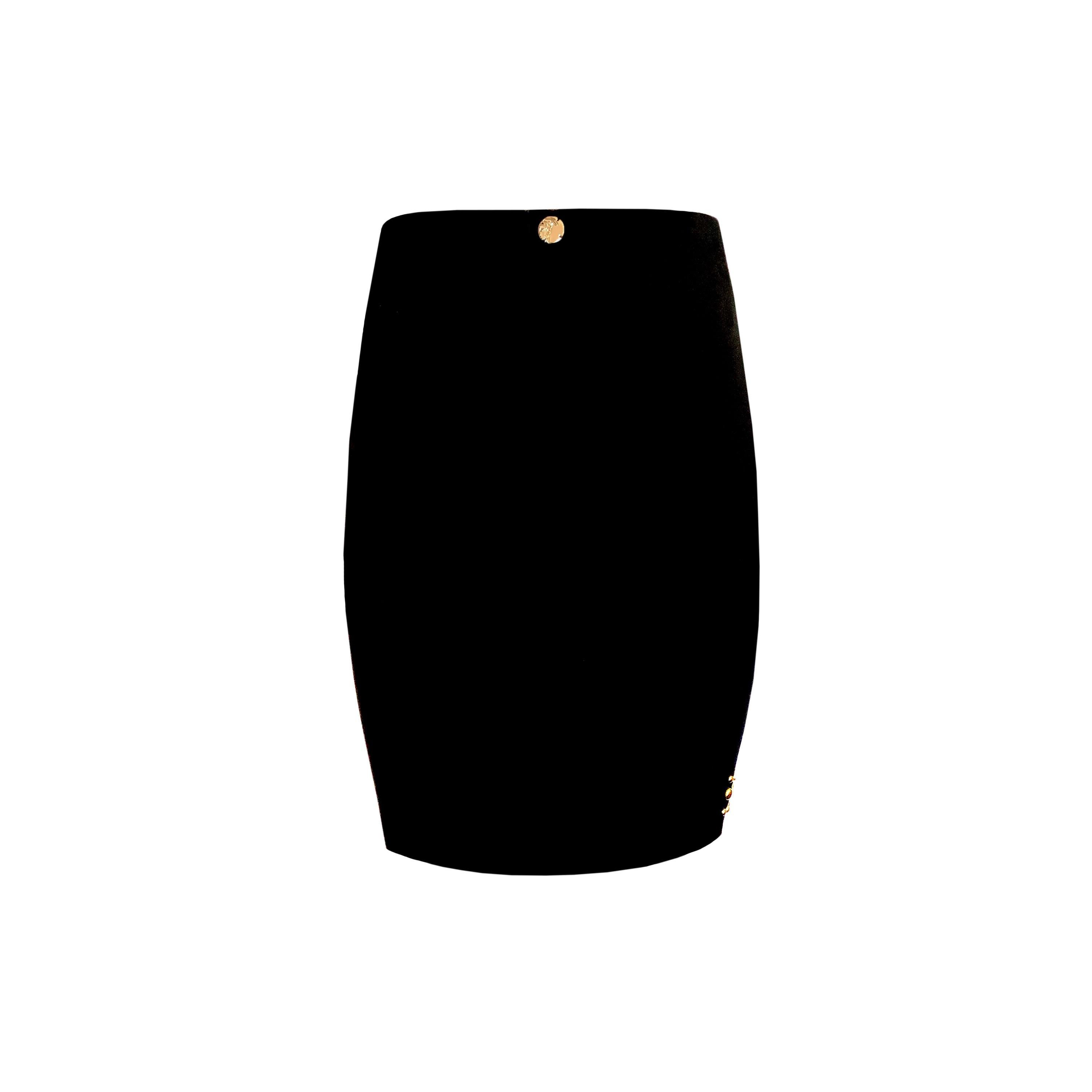 Versace Collection Skirt - Brass Stud Detailing - Black Stretch Viscose 2