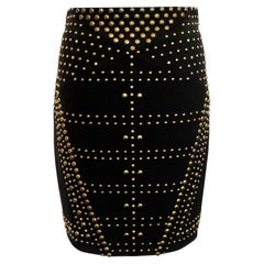 Versace Kollektion Rock - Messingnietendetails - Schwarzer Stretch-Viskose-Rock