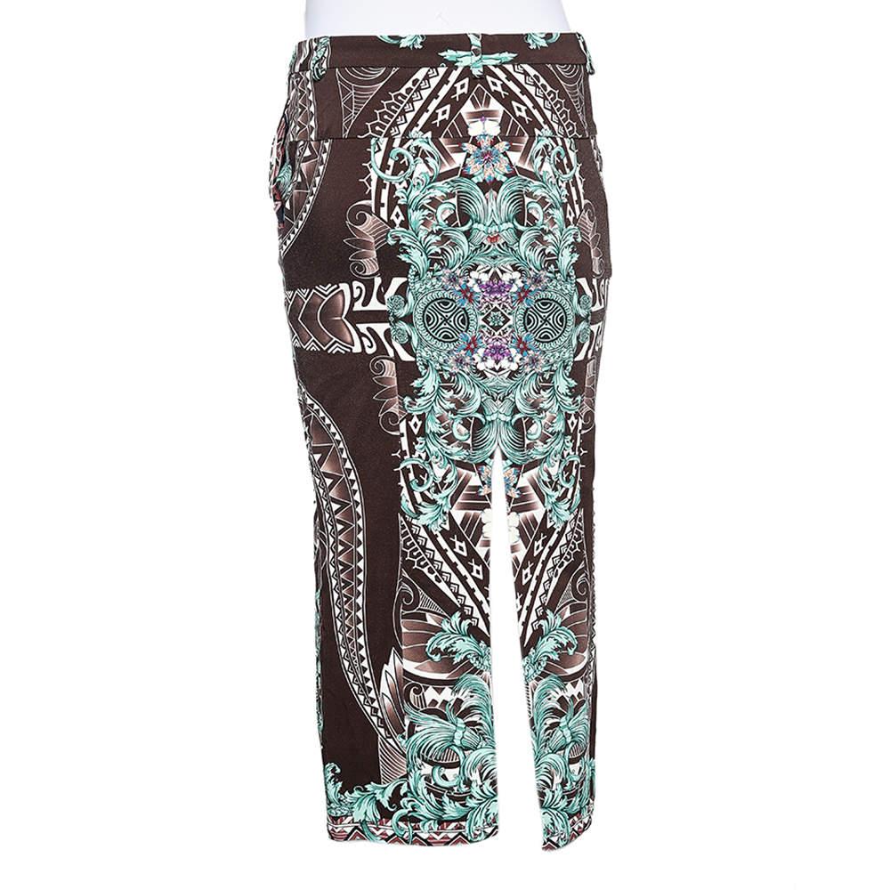Black Versace Collection Brown Printed Knit Midi Fitted Skirt S