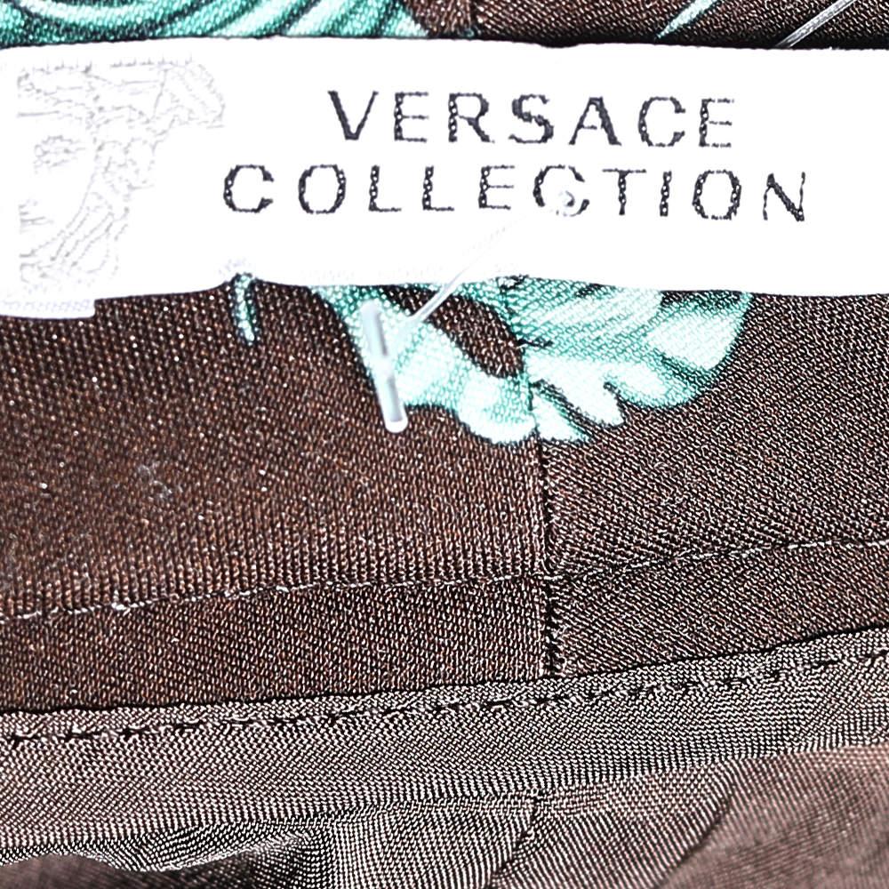 Women's Versace Collection Brown Printed Knit Midi Fitted Skirt S