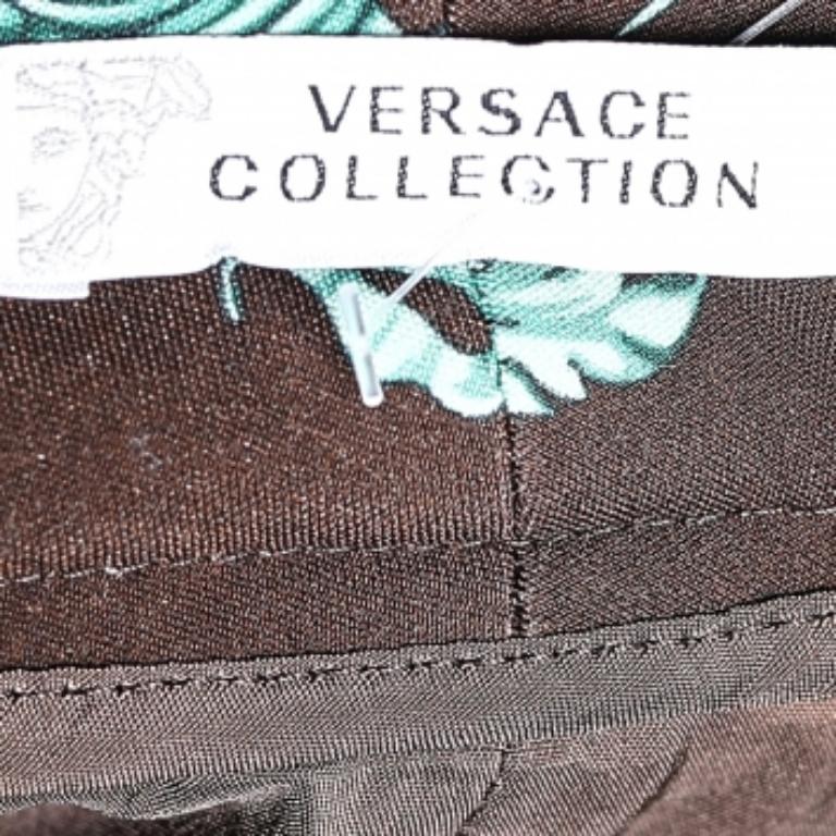 Versace Collection Gonna midi aderente in maglia stampata marrone S in vendita 1