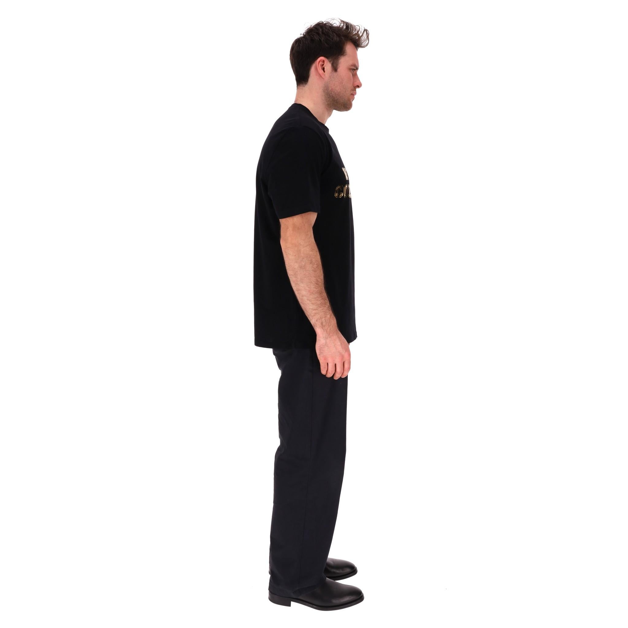 Black Versace Collection Cotton Logo T-Shirt For Sale