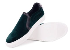 Versace Collection Emerald Green Velvet Slip On Sneakers