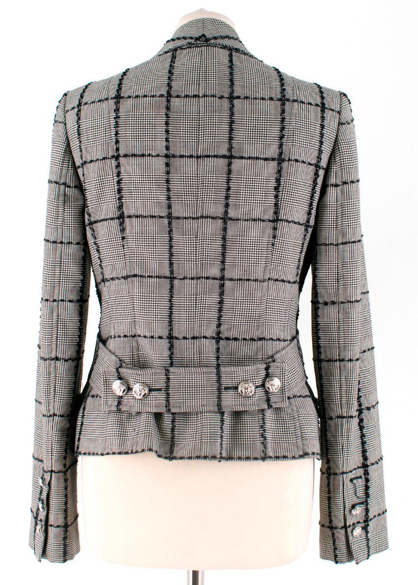 Versace Collection Houndstooth Tweed Trim Tailored Jacket

Silver medusa head buttons with Versace logo
Multi-checked pattern with square threading
Notched lapel
Full silk lining
Belted detail at back

Please note, these items are pre-owned and may