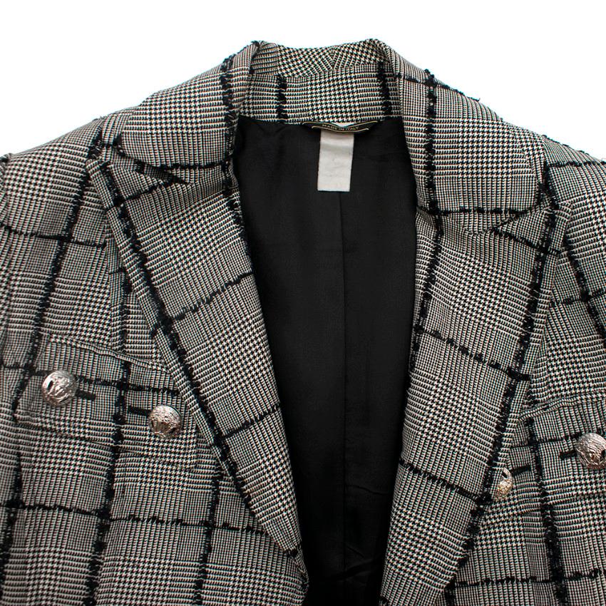 Gray Versace Collection Houndstooth Tweed Trim Tailored Jacket XS 38 