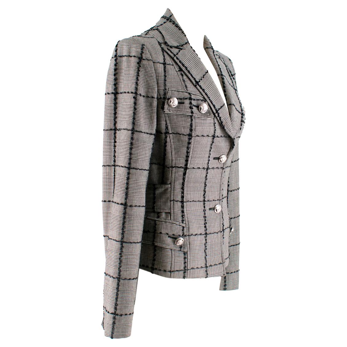 Versace Collection Houndstooth Tweed Trim Tailored Jacket XS 38 