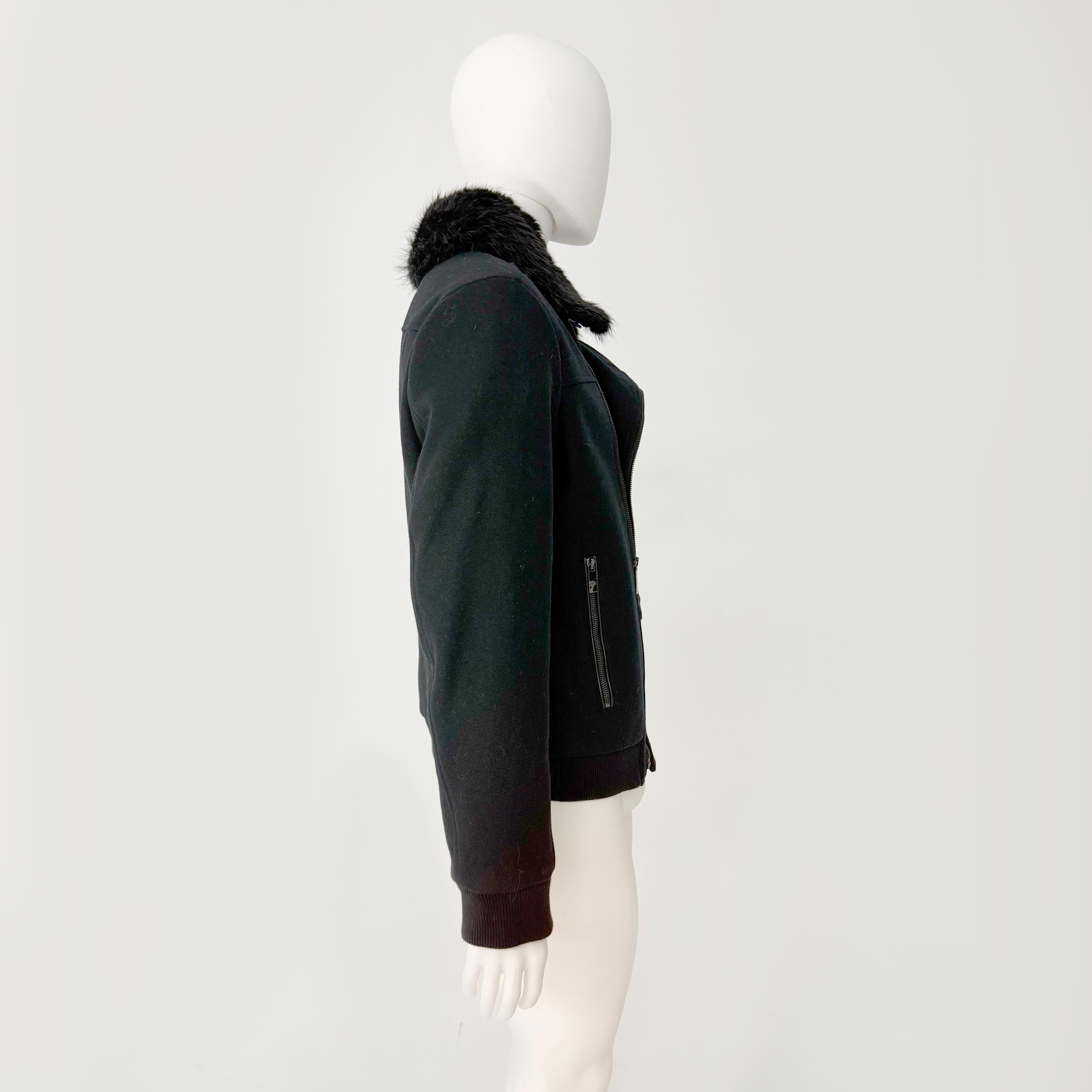Black Versace Collection Men Fur Collar Collection Size 52 For Sale