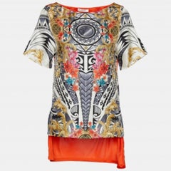 The Collective Versace Collection - Top en jersey et soie imprimé multicolore à ourlet haut S