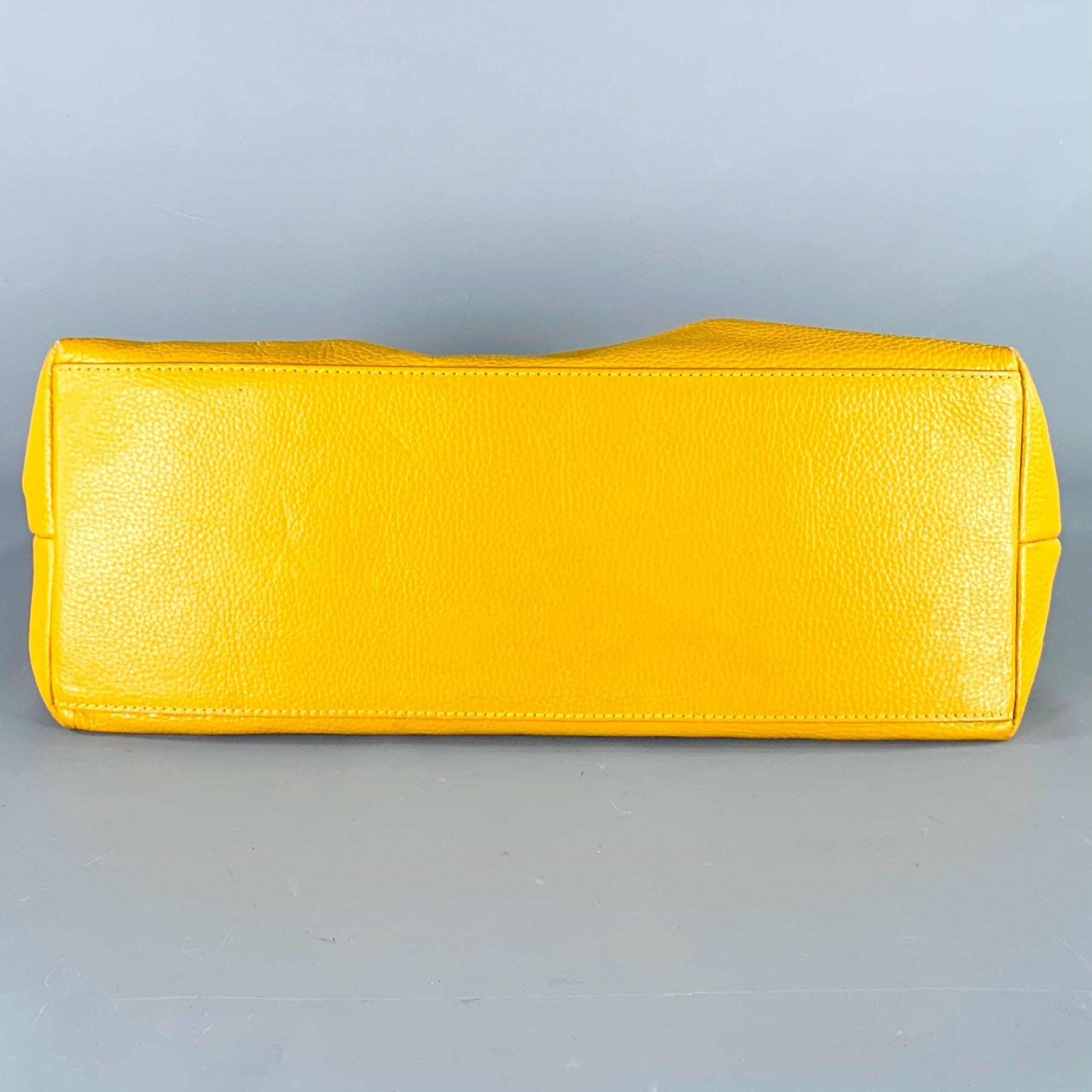 VERSACE COLLECTION Mustard Yellow Pebble Grain Leather Shoulder Bag For Sale 6