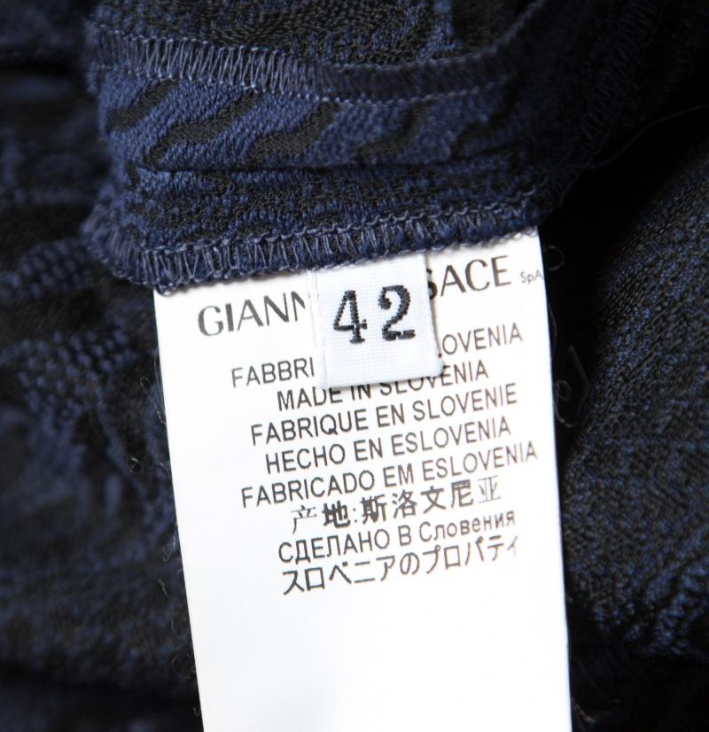 Versace Collection Navy Blue Jacquard Knit Medusa Button Detail Dress M 1