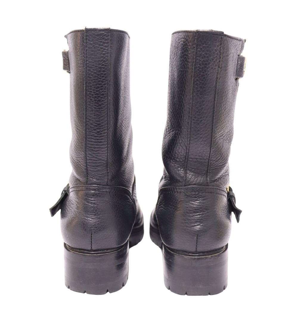 Women's Versace Collection Pebbled Leather Moto Boots Size EU 40