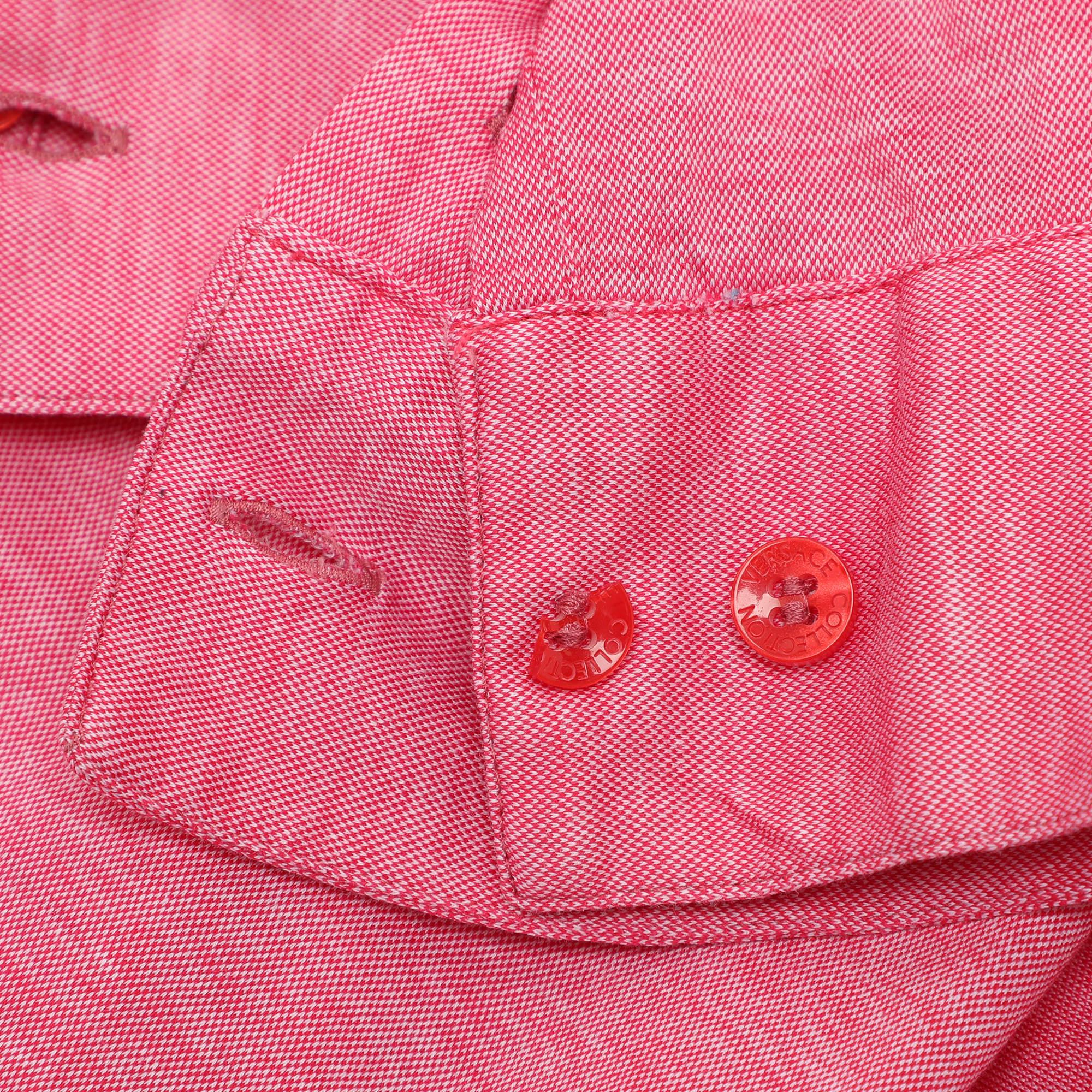 Versace Collection Pink Cotton Blend Full Sleeve Shirt M In Good Condition For Sale In Dubai, Al Qouz 2