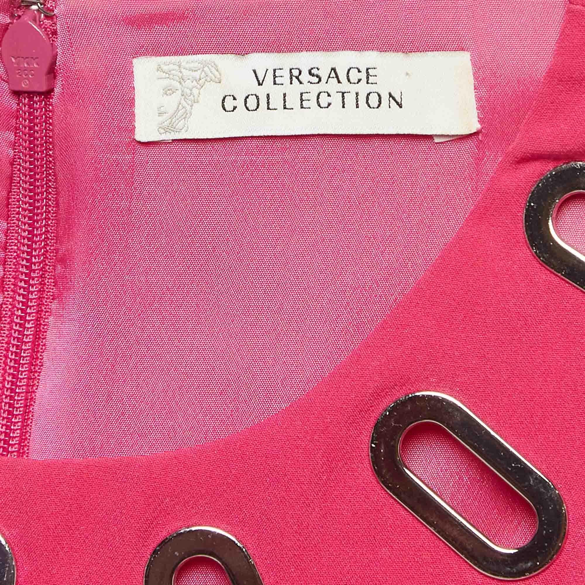 Women's Versace Collection Pink Crepe Embellished Sheath Dress M