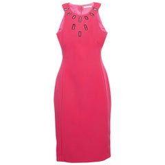 Versace Kollektion Rosa Krepp verziertes Etuikleid M