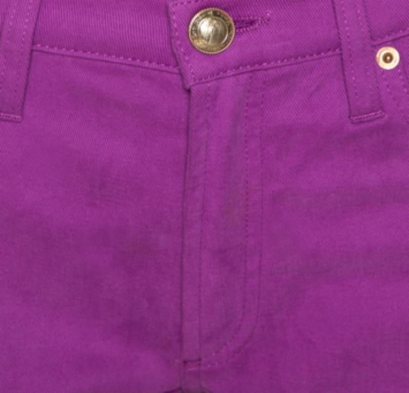 Viola Versace Collection Purple Cotton Embroidered Pocket Detail Jeans M in vendita