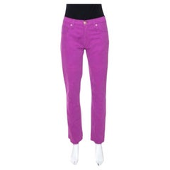 Versace Collection Purple Cotton Embroidered Pocket Detail Jeans M