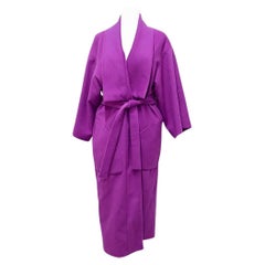 Versace Collection Purple Wool Belted Wrap Coat - EU 38
