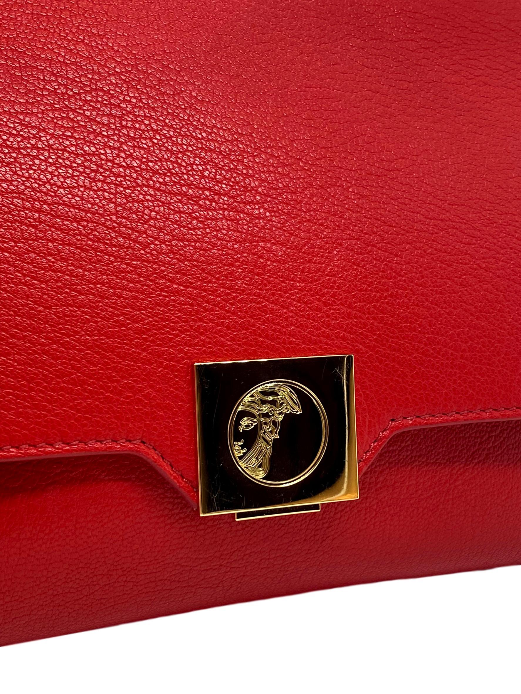 Versace Collection Red Fold-Over Leather Crossbody Bag 4