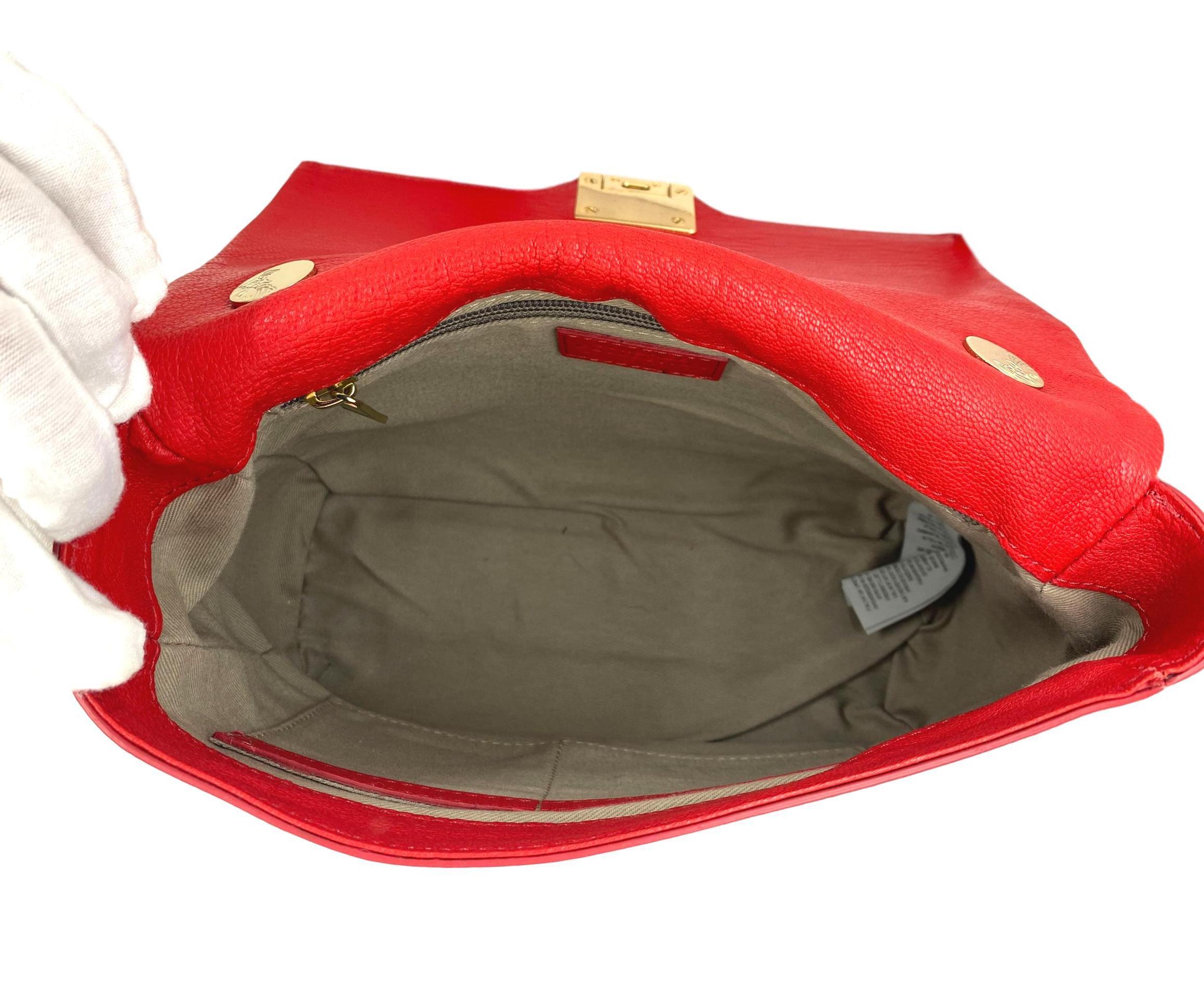 Versace Collection Red Fold-Over Leather Crossbody Bag 5
