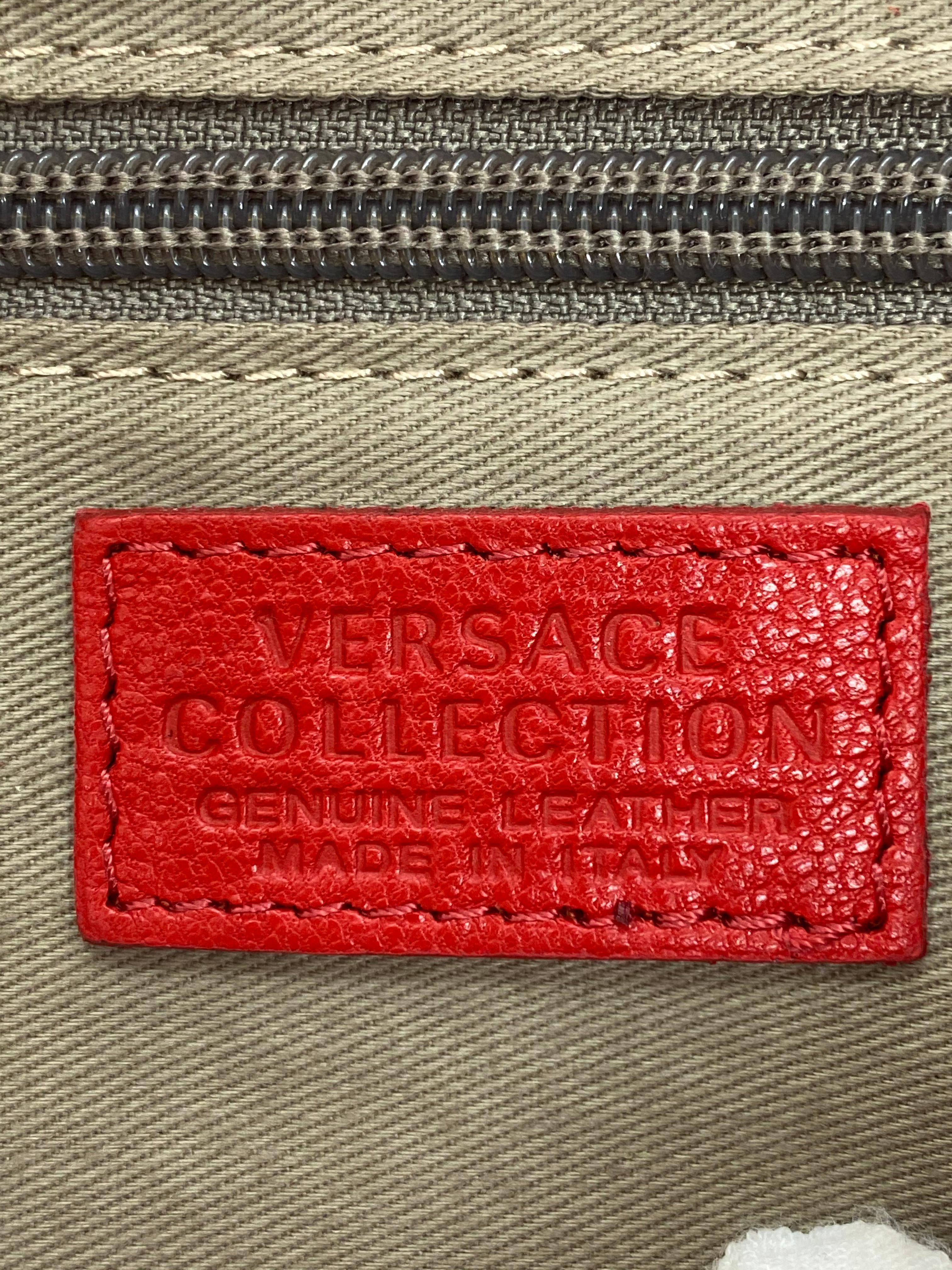 Versace Collection Red Fold-Over Leather Crossbody Bag 7