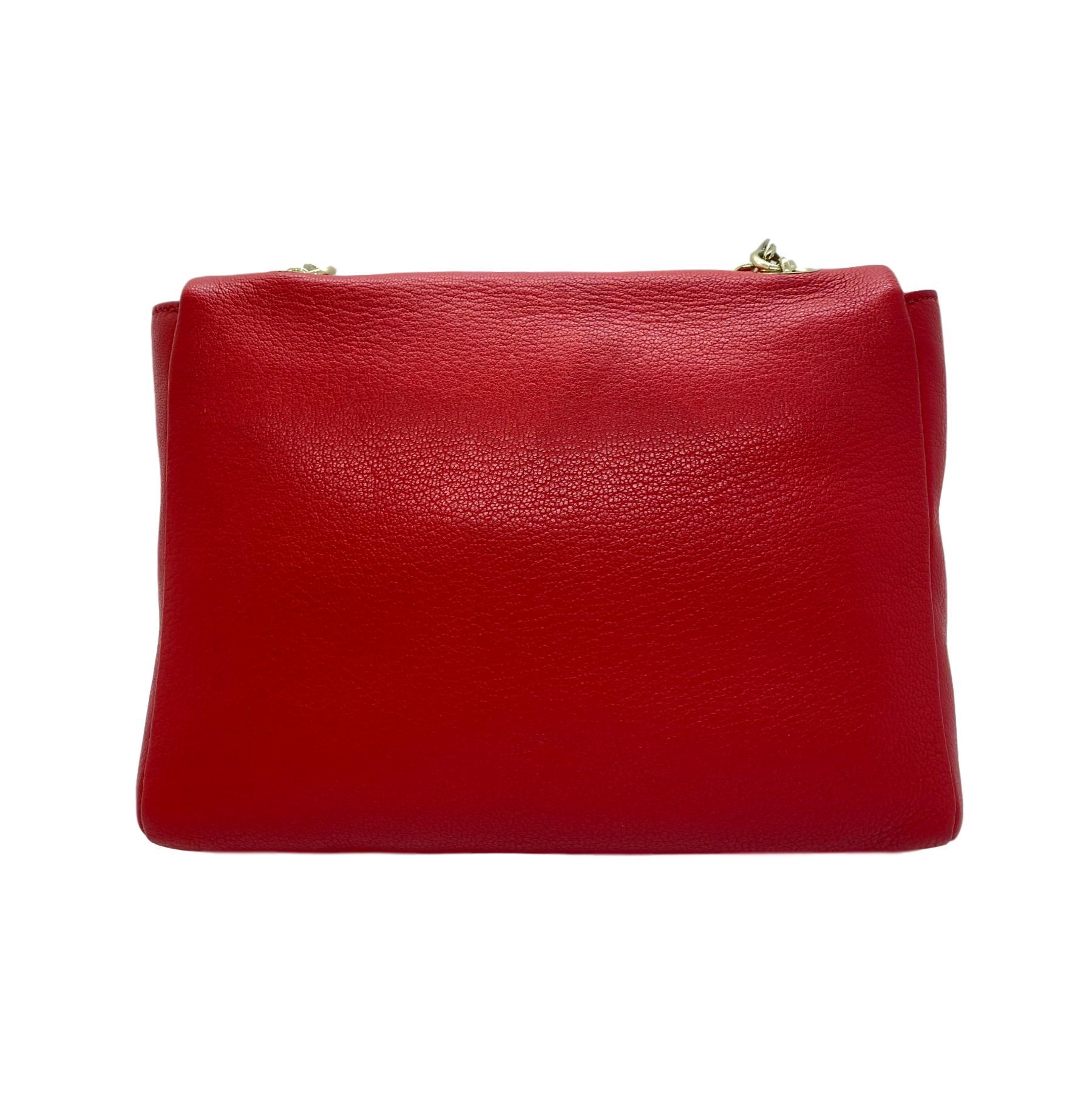 Women's or Men's Versace Collection Red Fold-Over Leather Crossbody Bag