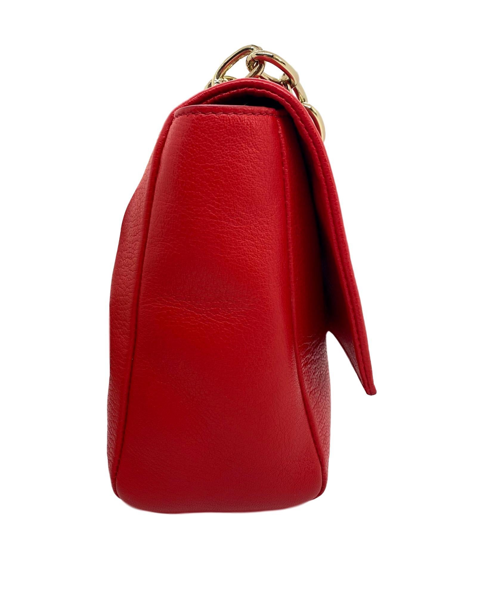 Versace Collection Red Fold-Over Leather Crossbody Bag 2