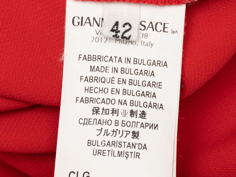 Versace Collection Red Long Sleeve Mini Dress In Good Condition In New York, NY