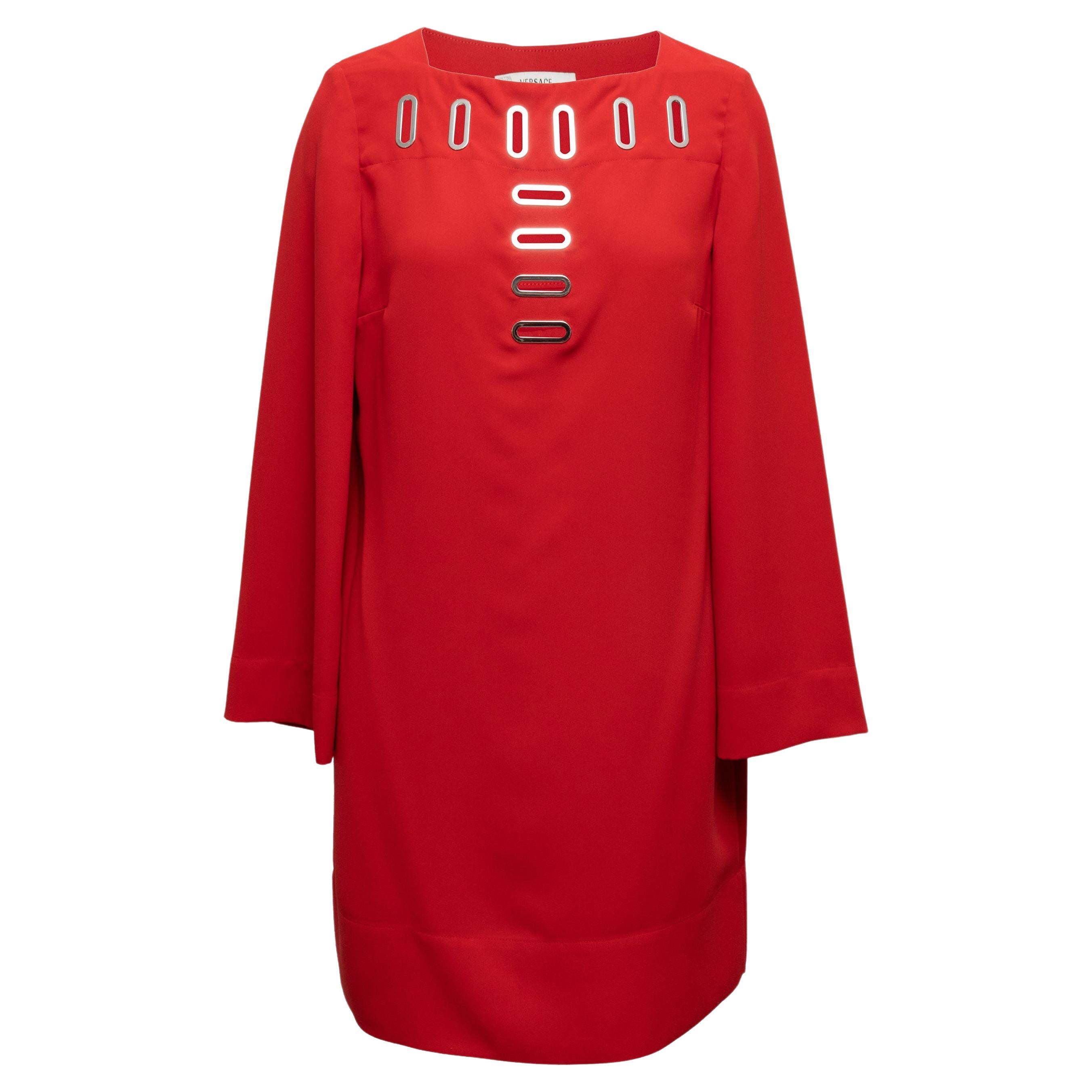 Versace Collection Red Long Sleeve Mini Dress