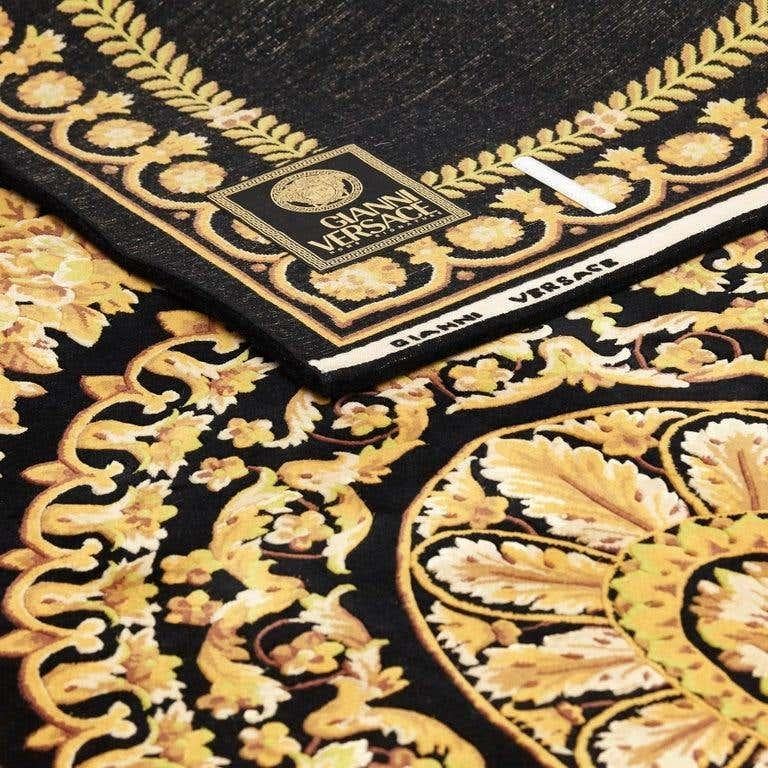 Versace Collection Rug Petit Barocco Nero Black Gold, 1980 For Sale 5