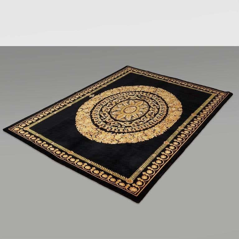 Versace Collection Rug Petit Barocco Nero Black Gold, 1980 For Sale 8