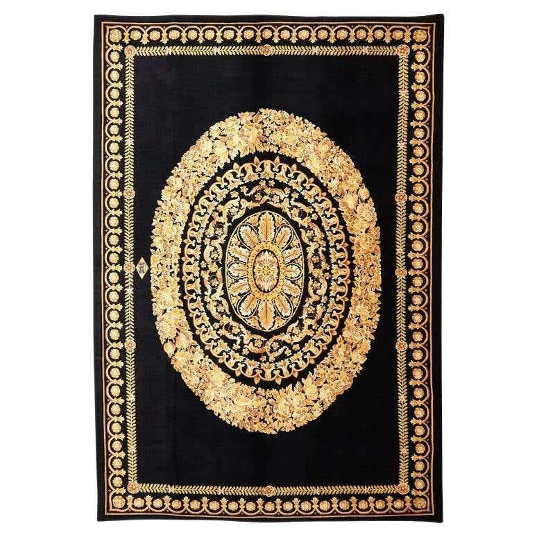 Alfombra Versace Collection Petit Barocco Nero Negro Oro, 1980 en venta 10