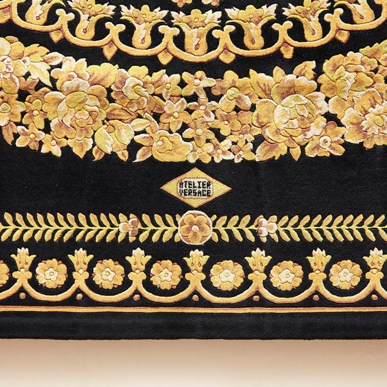 Rug made in China designed and manufactured by Atelier Versace

Petit Barocco Nero 200 x 300 

In good original condition, with minor wear consistent with age and use

A vintage Gianni Versace home signature wool rug. Baroque gold